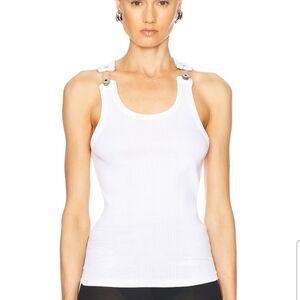 Jean Paul Gaultier Suspender White Ribbed Tank Top.😍